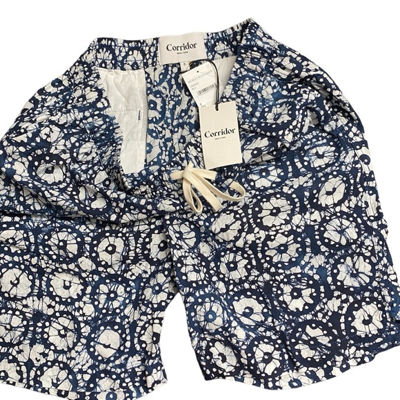 Corridor NYC Drawstring Shorts Mens Unisex Size S Blue Navy Cotton Drawcord NEW - Picture 3 of 12